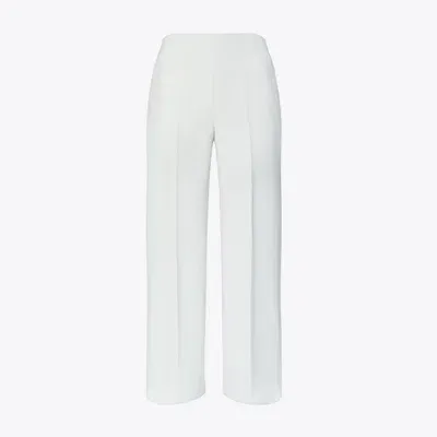 Tory Burch Cropped Twisted Pant In Face Side White/back Side Dark Birch