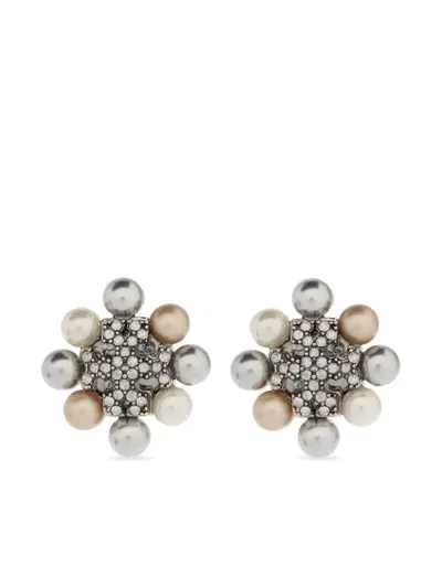 Tory Burch Crystal-embellished Earrings In Silver