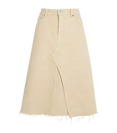 Tory Burch Deconstructed Denim Midi Skirt In Green