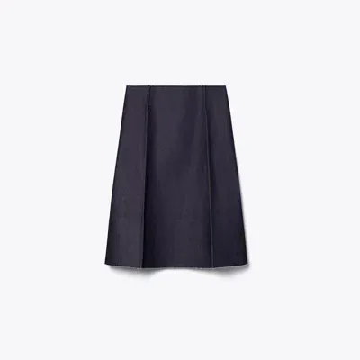 Tory Burch Denim Skirt In Unwashed Raw Indigo