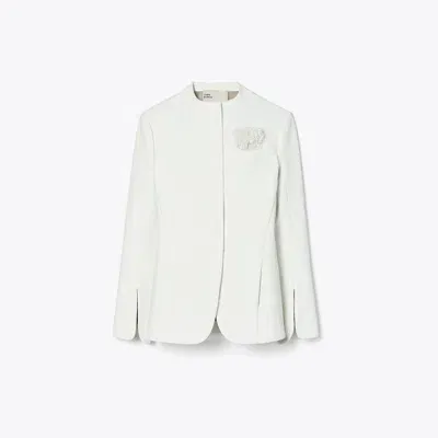 Tory Burch Double-faced Jacket In Face Side White/back Side Dark Birch