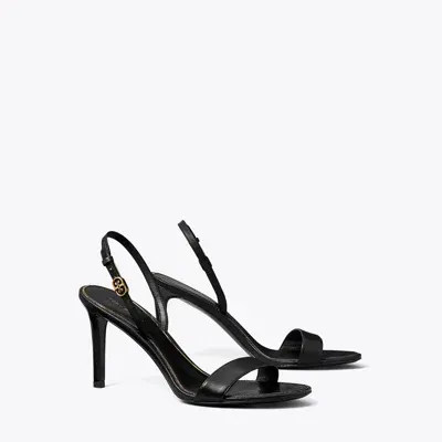 Tory Burch Double T Buckle Heeled Sandal In Perfect Black