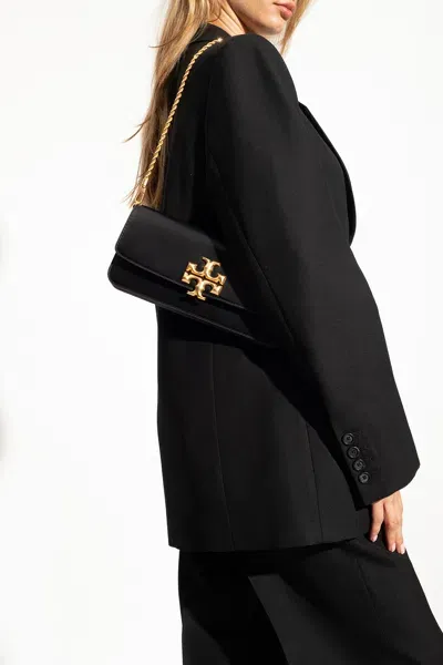 Tory Burch Eleanor Leather Clutch In Black