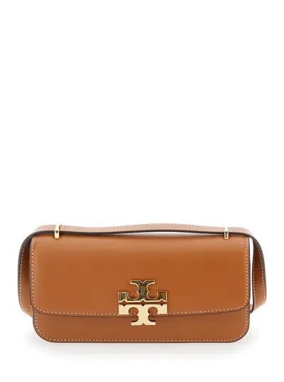 Tory Burch Convertible Eleanor Foldover Top Small Shoulder Bag In Beige