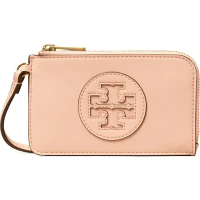 Tory Burch Ella Bio Zip Card Case In Pink Dawn/gold