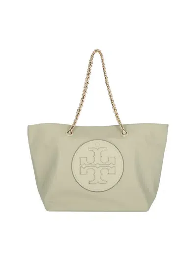 Tory Burch Ella Chain Logo Patch Tote Bag In Green