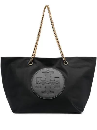 Tory Burch Ella Chain Nylon Tote Bag In Black