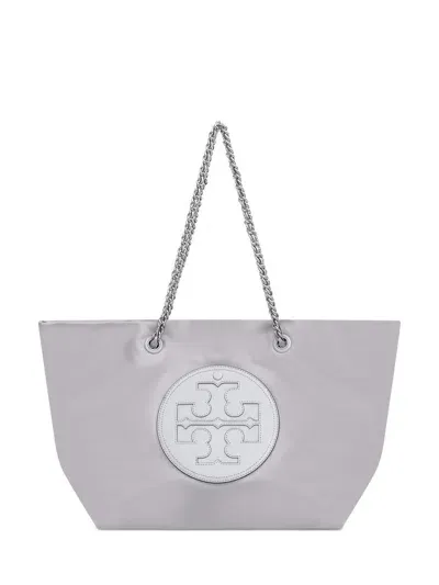 Tory Burch Ella Chain Nylon Tote Bag In Grey