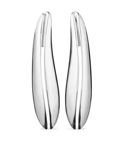 Tory Burch Elongated Wave Clip-on Earrings In Silver