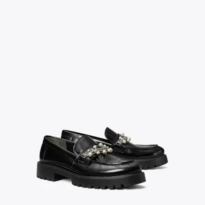 Tory Burch Embellished Classic Lug Loafer In Perfect Black