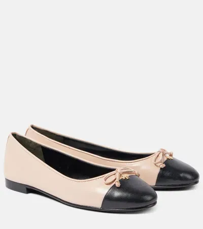 Tory Burch Embellished Leather Ballet Flats In Multicoloured