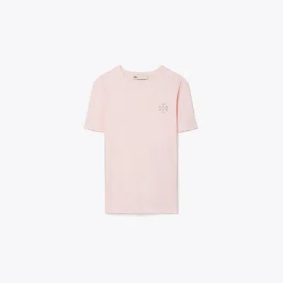 Tory Burch Embellished Logo T-shirt In Pink