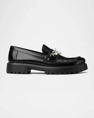 Tory Burch Embellished Classic Lug Loafer In Black