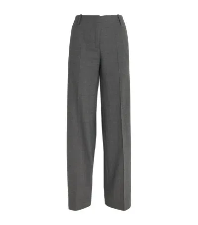 Tory Burch Flannel Tailored Trousers In Grey