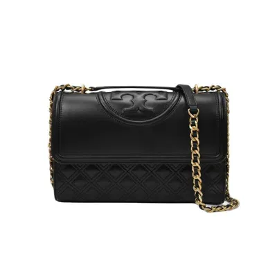 Tory Burch Black Leather Fleming Convertible Shoulder Bag