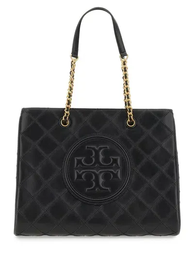 Tory Burch Fleming Leather Tote Bag In Black