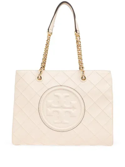 Tory Burch Fleming Leather Tote Bag In Neutrals