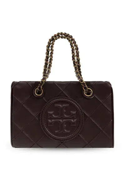 Tory Burch Fleming Logo Embossed Mini Tote Bag In Red