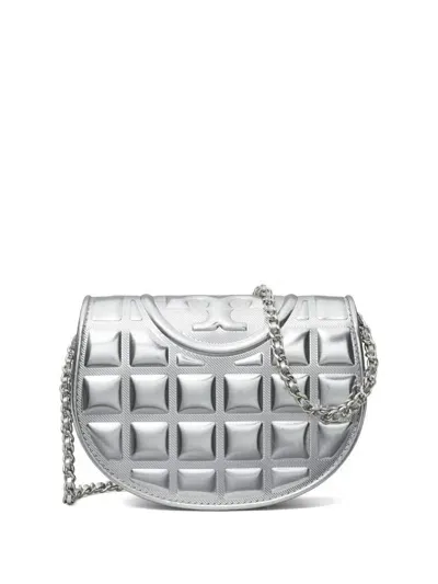 Tory Burch Fleming Mini Bag In Silver