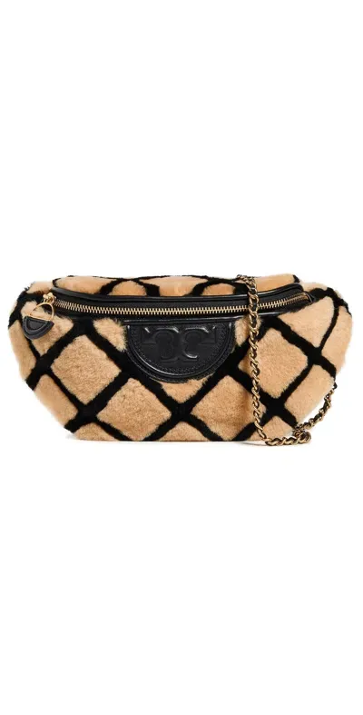 Tory Burch Fleming Shearling Belt Bag Light Toffee In Brown