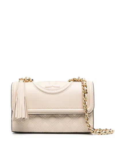 Tory Burch Fleming Small Leather Shoulder Bag In Neutrals