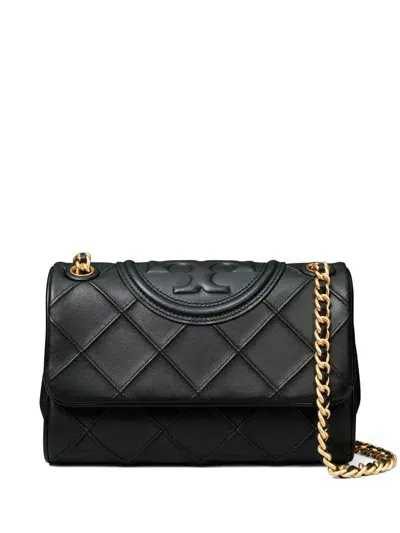 Tory Burch Fleming Small Leather Shoulder Bag In Black