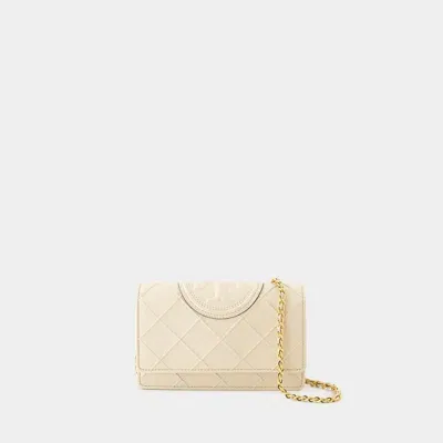 Tory Burch Fleming Soft Chain Crossbody In Beige