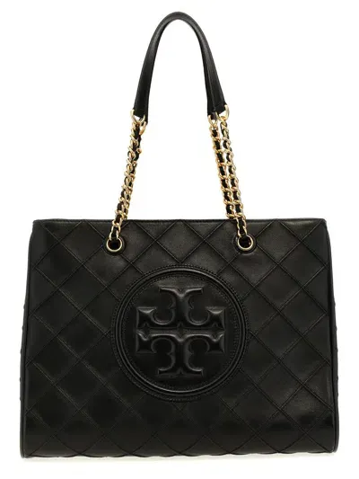 Tory Burch Fleming Soft Chain Shopping Bag In 黑色的