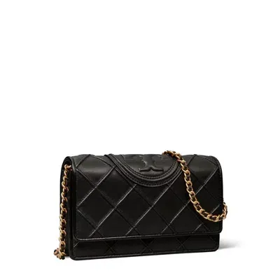 Tory Burch Fleming Soft Chain Wallet In Black