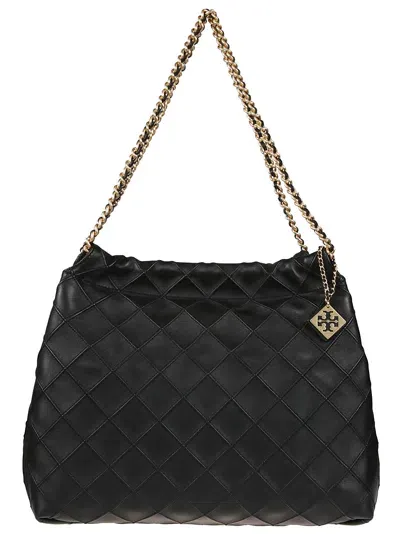 Tory Burch Fleming Soft Drawstring Hobo Bag In Black