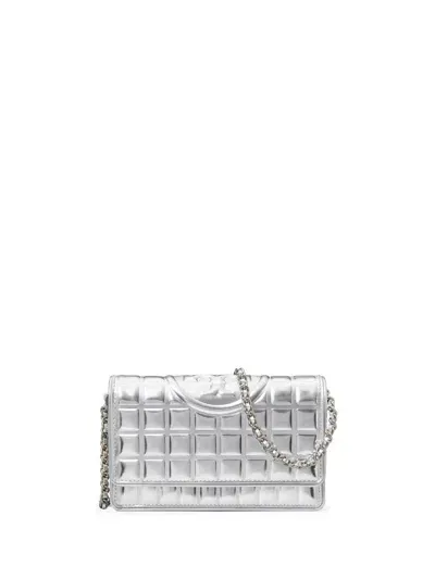 Tory Burch `fleming Soft Metallic Quilt` Chain Wallet