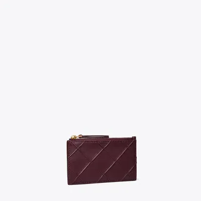 Tory Burch Fleming Soft Zip Card Case In Albarossa