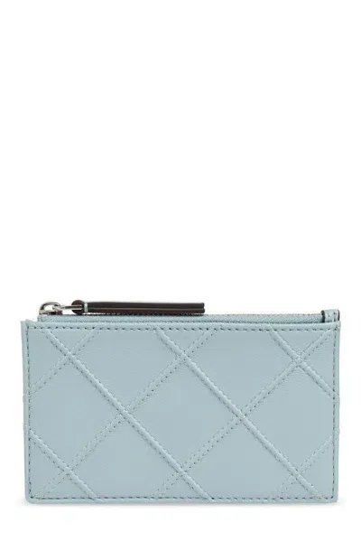 Tory Burch Fleming Zipped Card Case In Blue