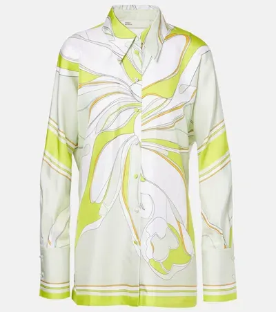 Tory Burch Floral Silk Shirt In Green