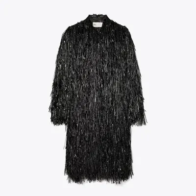 Tory Burch Fringe Coat In Black