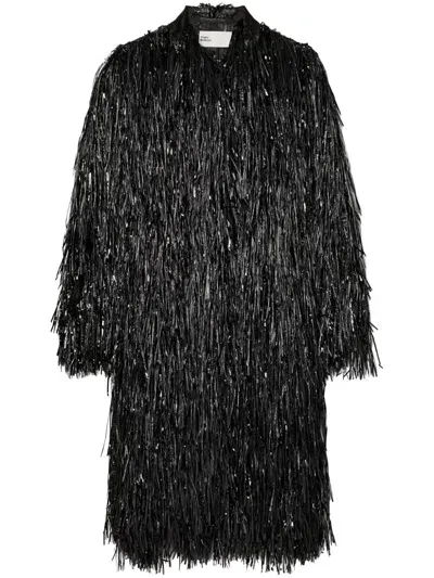 Tory Burch Fringed Coat In Black