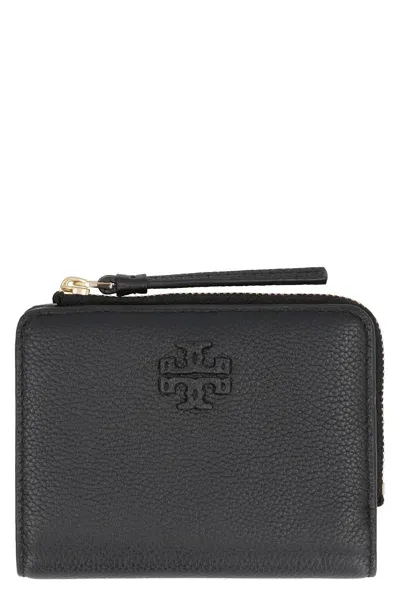 Tory Burch Grainy Leather Wallet In Black