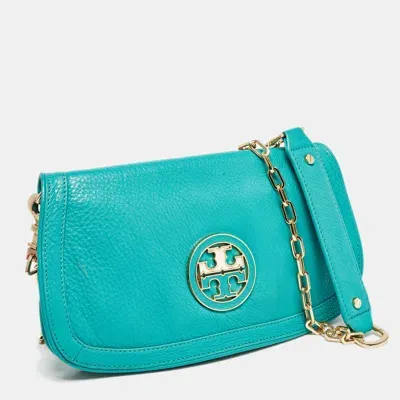 Pre-owned Tory Burch Green Leather Amanda Crossbody Bag