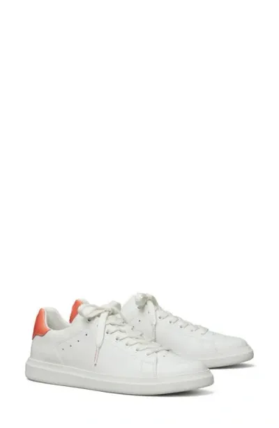 Tory Burch Howell Court Sneaker In Titanium White/coral Crush