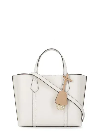 Tory Burch Ivory And Beige Leather Perry Tote Bag In White