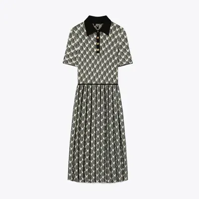 Tory Burch Jacquard Polo Dress In Ivory Mini Zebra