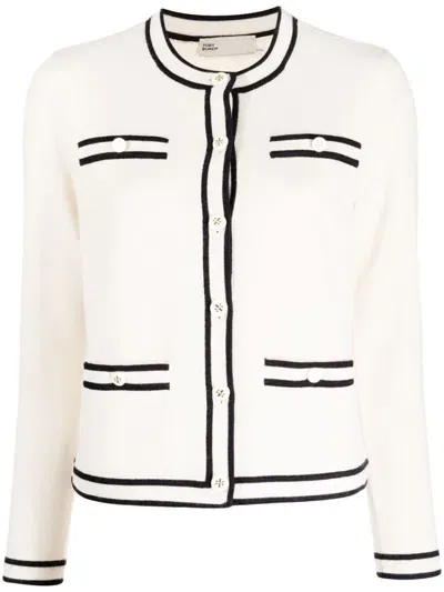 Tory Burch Wool Cardigan In White