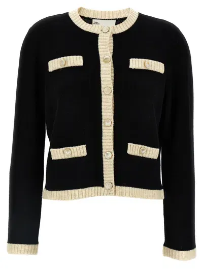 Tory Burch Kendra Chunky Knit Cardigan In Black