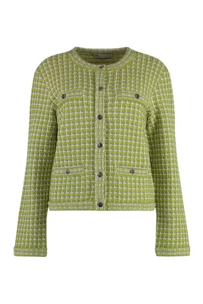 Tory Burch Kendra Jacquard Cardigan In Green