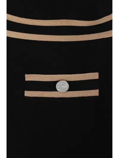 Tory Burch Kendra Viscose Sweater Dress In Black / Camel