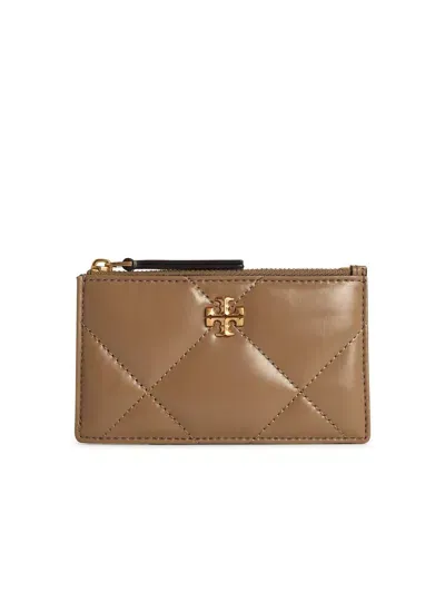 Tory Burch Kira Beige Leather Card Holder