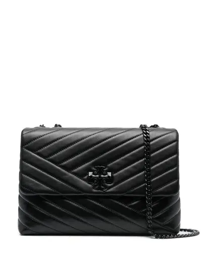 Tory Burch Kira Chevron Leather Shoulder Bag In Black