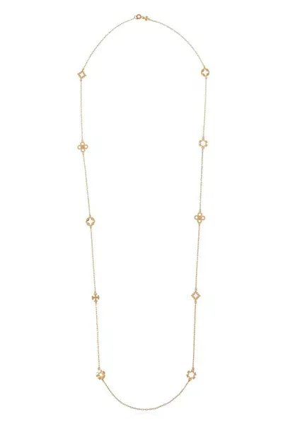 Tory Burch Kira Clover Long Necklace In Gold