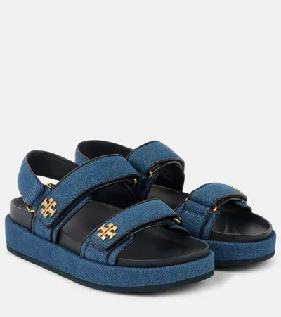 Tory Burch Kira Denim Platform Sandals In Blue