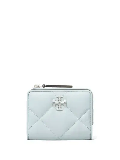 Tory Burch Kira Diamond Quilt Bi-fold Wallet In Ice Blue